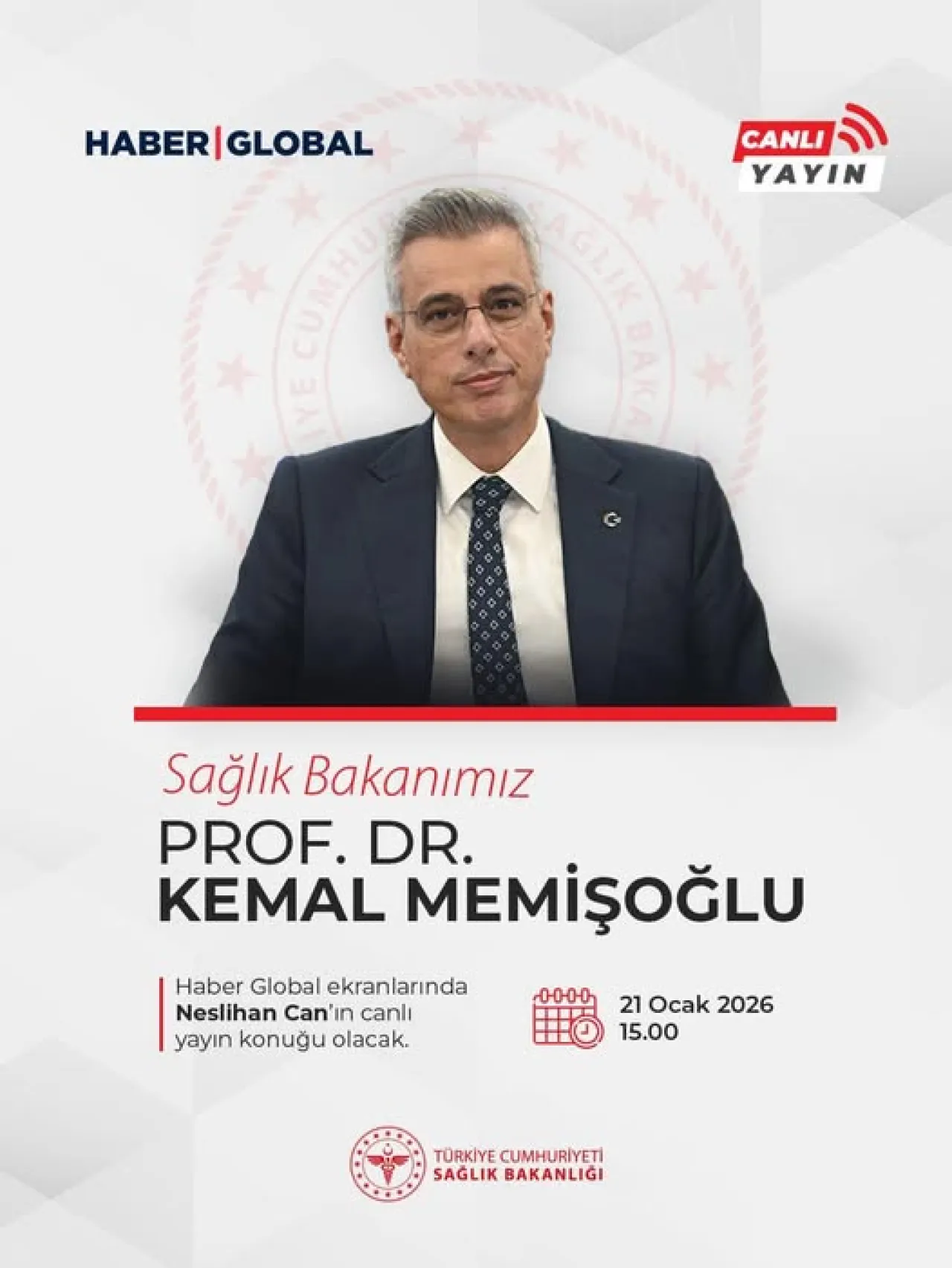 Sağlık Bakanı Memişoğlu, Haber Global'de Canlı Yayında Açıklamalarda Bulunacak