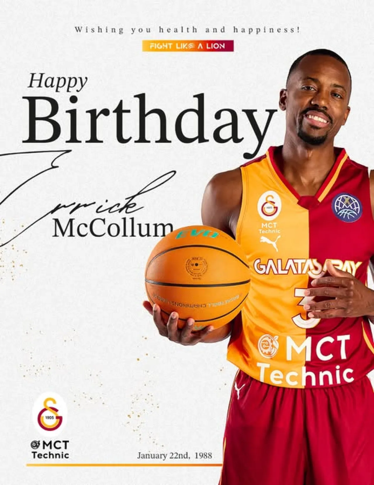 Galatasaray Basketbol Takım Kaptanı Errick McCollum'ın Doğum Günü Kutlandı