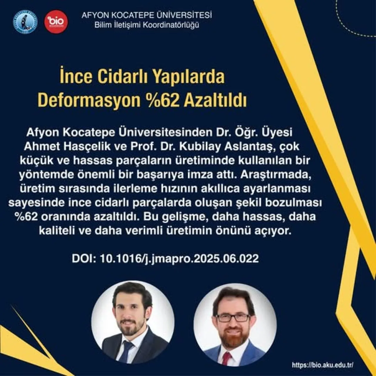 Afyon Kocatepe Üniversitesi'nde Üretimde Çığır Açacak Buluş: Şekil Bozulması Yüzde 62 Azaltıldı