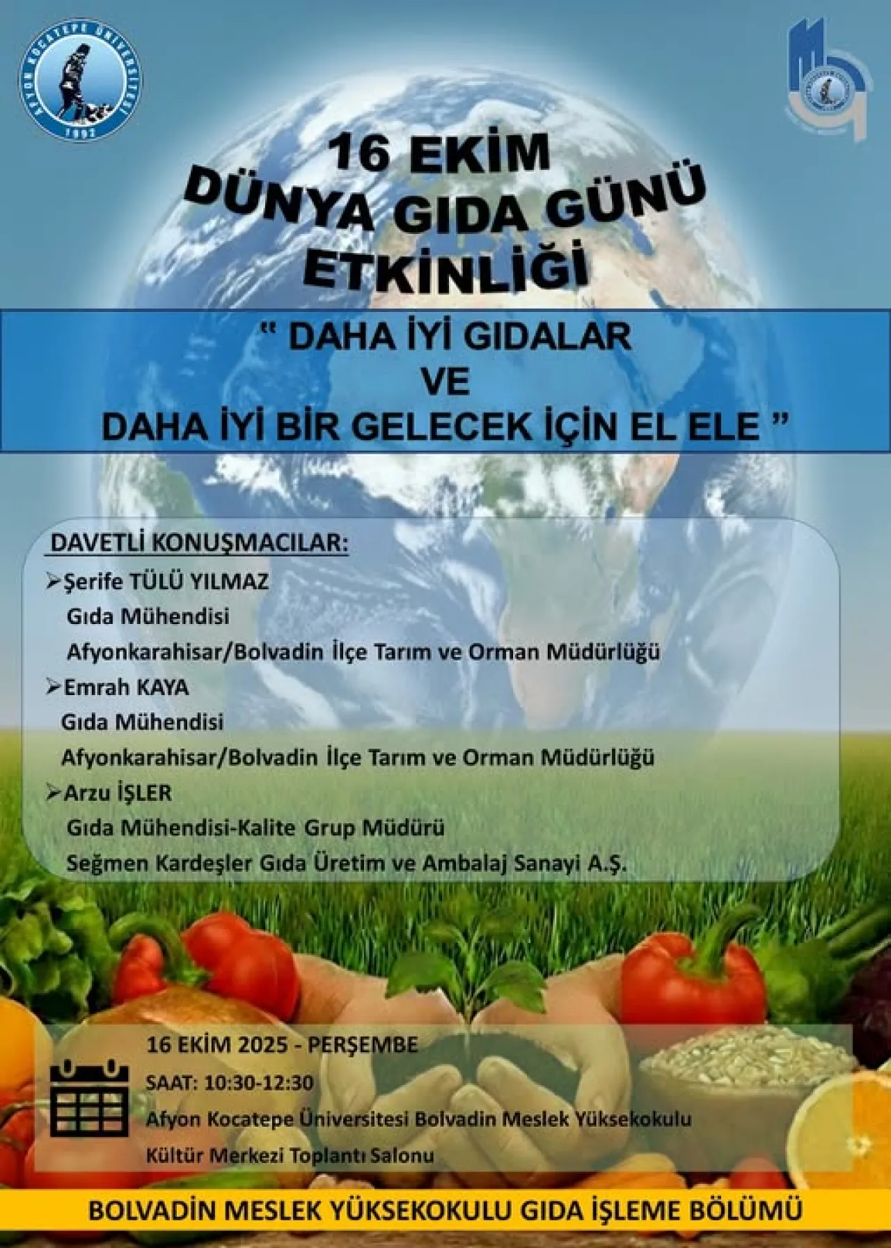 Afyon Kocatepe Üniversitesi'nde Dünya Gıda Günü Kutlaması